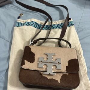 Tory Burch Brown and Cream Patterned Crossbody Bag